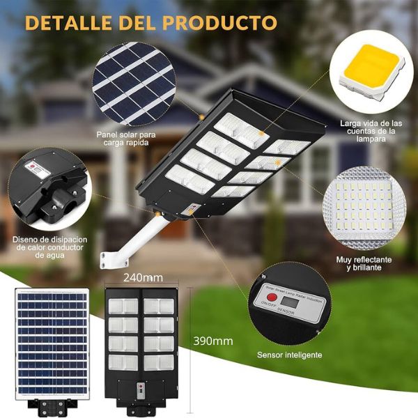 Lámpara Solar LED 800W | Modelo 2025 SolarCharge™️